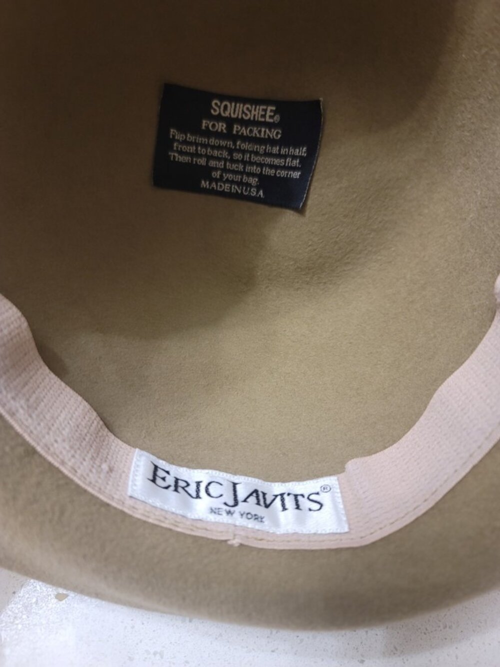 Eric Javits 1980s Hat Vintage USA Chocolate Olive Green Wool Designer Squishee - Picture 6 of 7
